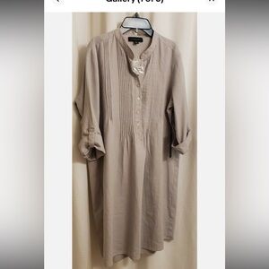 Tahari Taupe Pleated Blouse